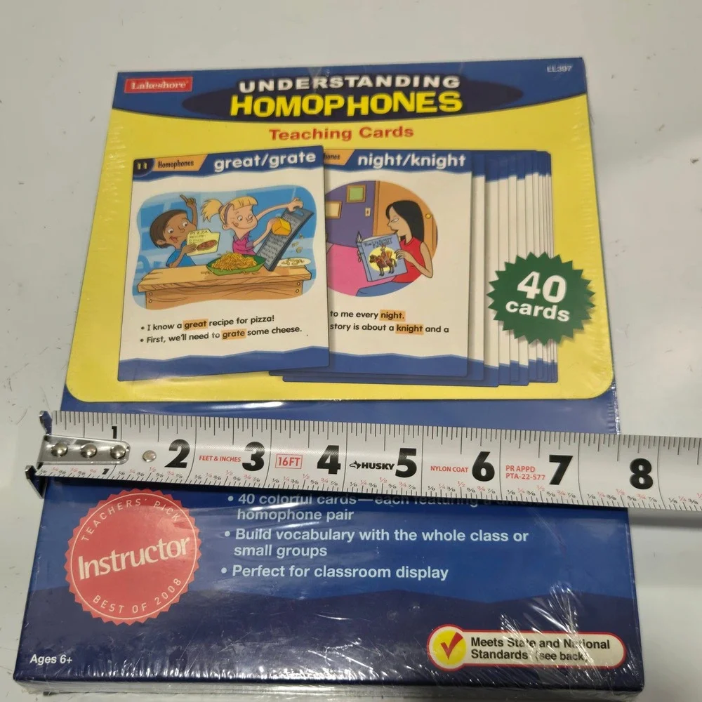 Lakeshore Understanding Homophones Teaching Cards LL397 40 Illustrated Cards New